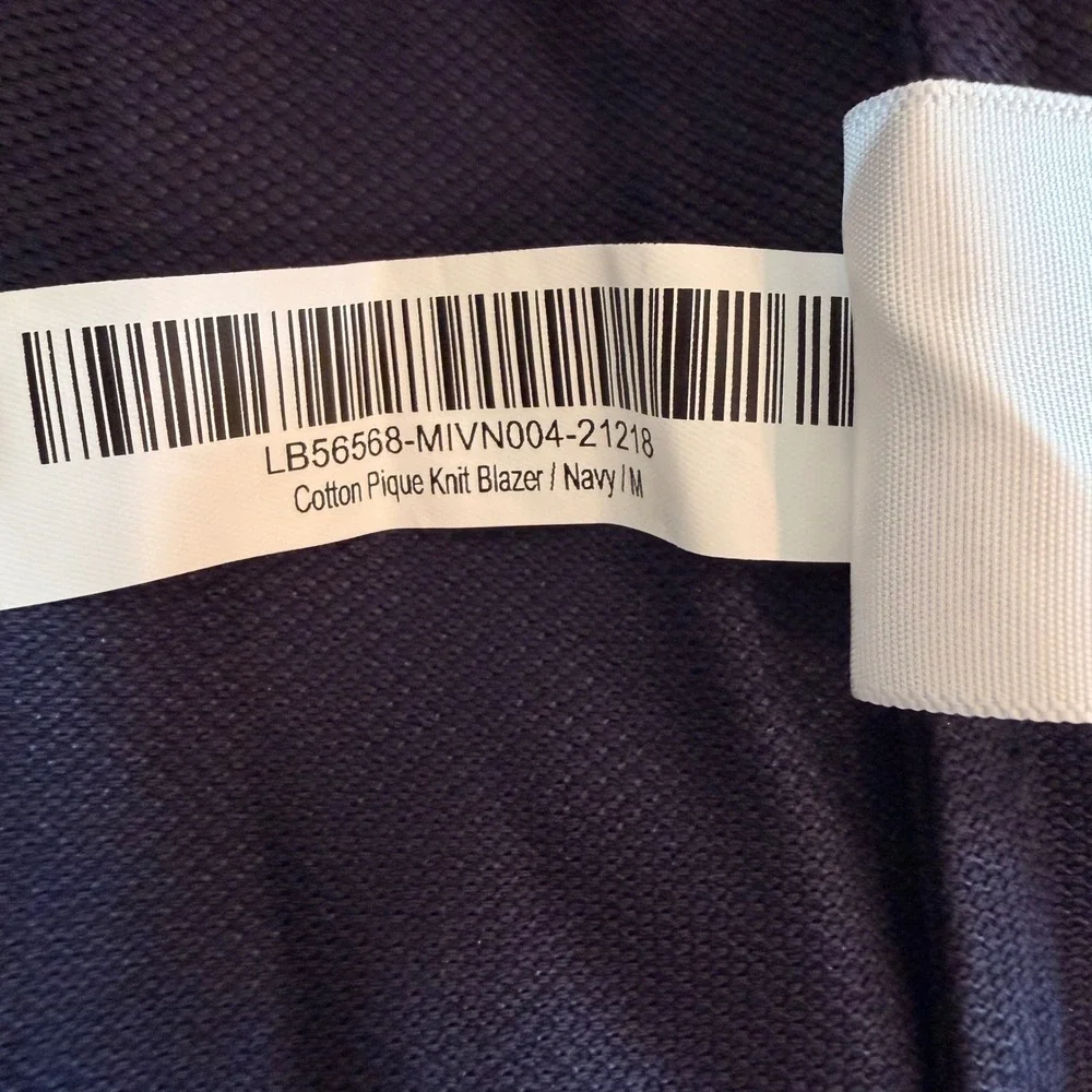 Quince Cotton Pique‎ Knit Blazer Lightweight Breathable Date Office Navy Med NWT